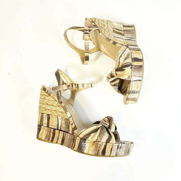 Stuart Weitzman Open Toe Platform Wedge Sandals 10 - Picture 2 of 10
